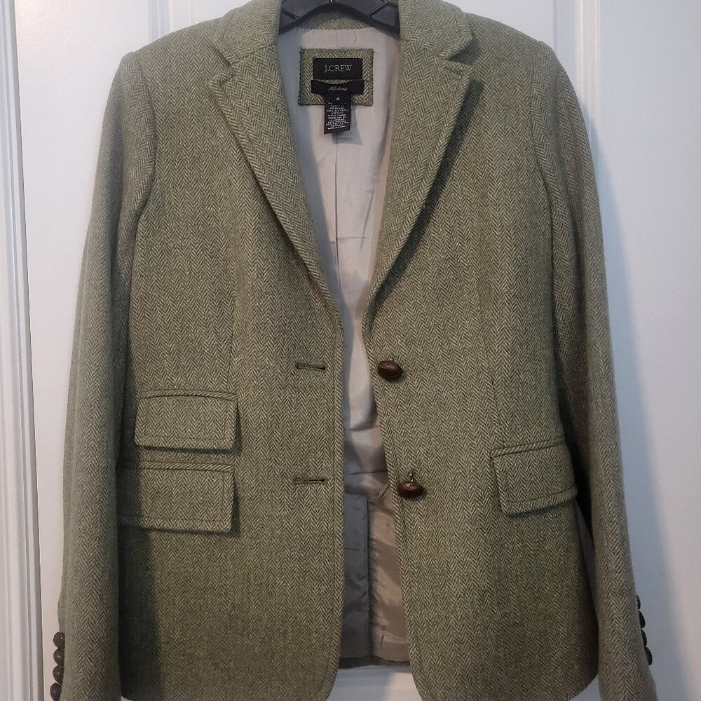 J.Crew Green Blazer 100% Wool Size 4